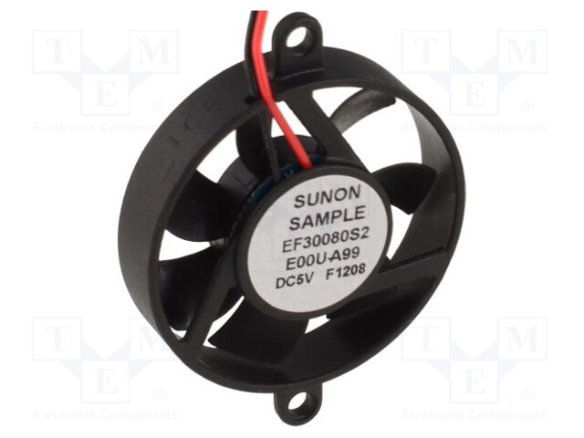 Fan: DC; axial; 5VDC; Ø30x8mm; 5.1m3/h; 17dBA; slide bearing; 28AWG