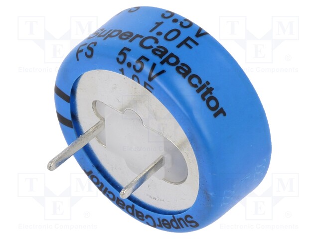 Capacitor: electrolytic; 1F; 5.5VDC; ESR: 7Ω; THT; -20÷+80%