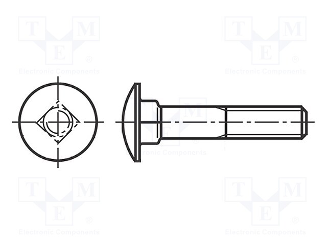 Screw; M8x80; 1.25; Head: button; A2 stainless steel; DIN: 603; 22mm
