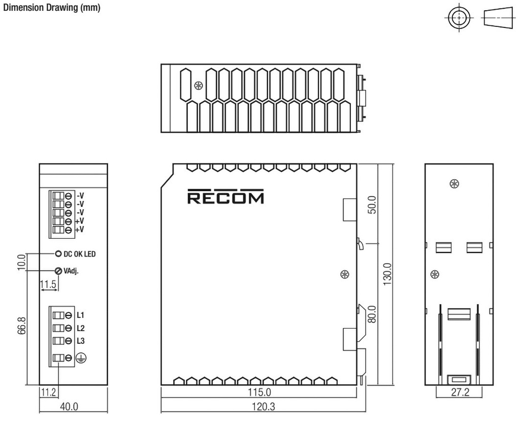 Power supply: switched-mode; 120W; 24VDC; 22.5÷29.5VDC; 5A; 600g