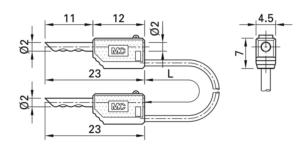 Test lead; 60VDC; 30VAC; 10A; non-insulated; Len: 0.15m; blue