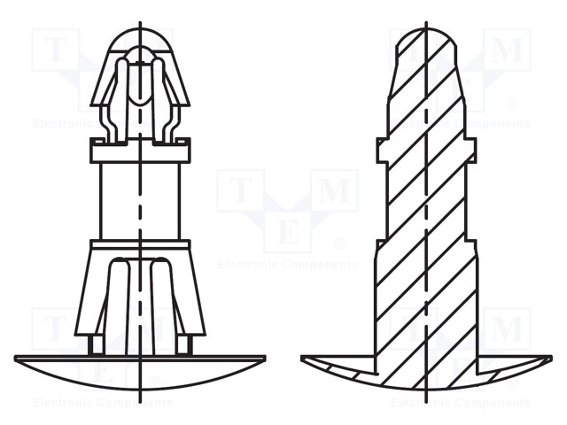 Assembly stud; polyamide 66; L: 12mm; latch/latch; Colour: natural