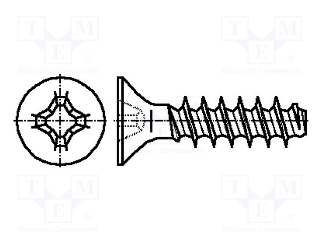 Screw; for plastic; 3x12; Head: countersunk; Phillips; steel; zinc