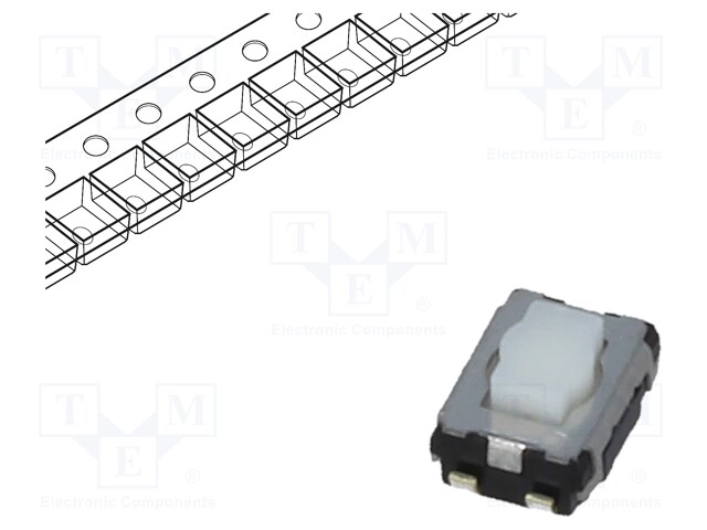 Microswitch TACT; SPST; Pos: 2; 0.02A/15VDC; SMT; none; 2.5mm; white