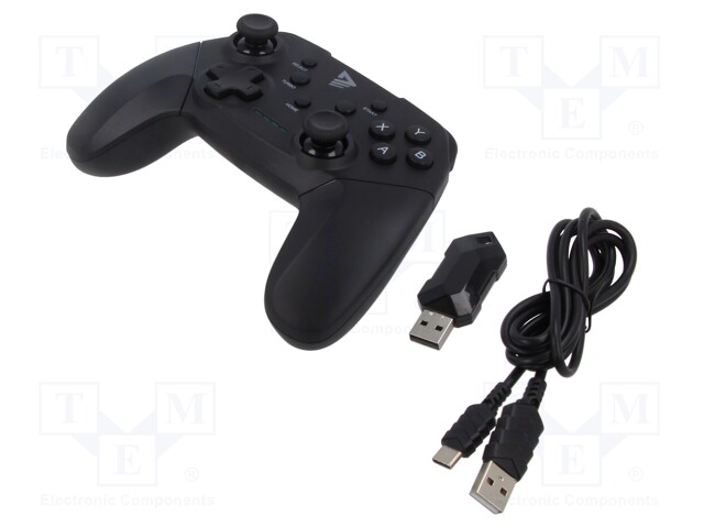 Gamepad; black; USB A; wireless; 10m; No.of butt: 15; 600mAh; 8h