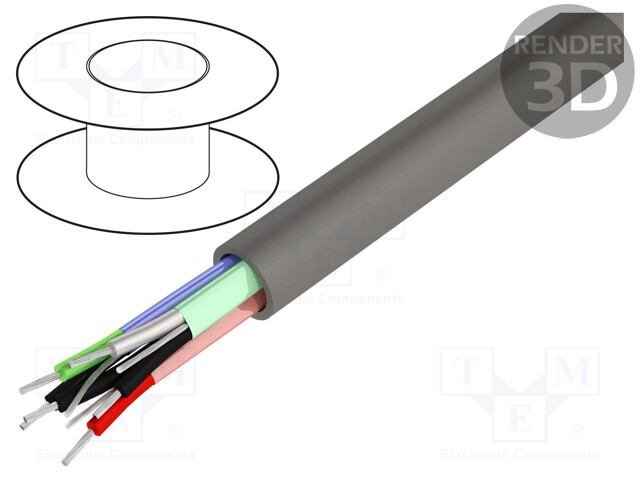 Wire; 3x2x24AWG; RS232,RS422; stranded; Cu; PVC; chrome; 152m; 300V