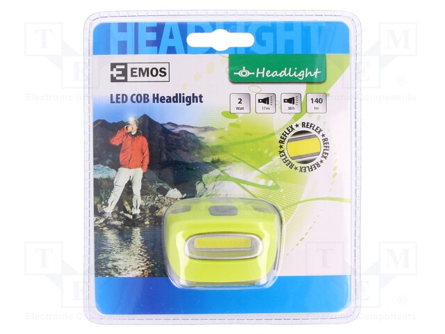 Torch: LED headtorch; 38h; 140lm; 59x40x40mm; 2W
