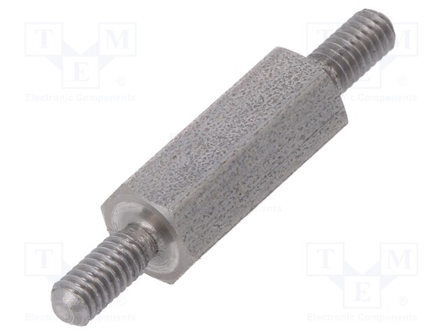 Screwed spacer sleeve; 12mm; Ext.thread: M2,5; hexagonal
