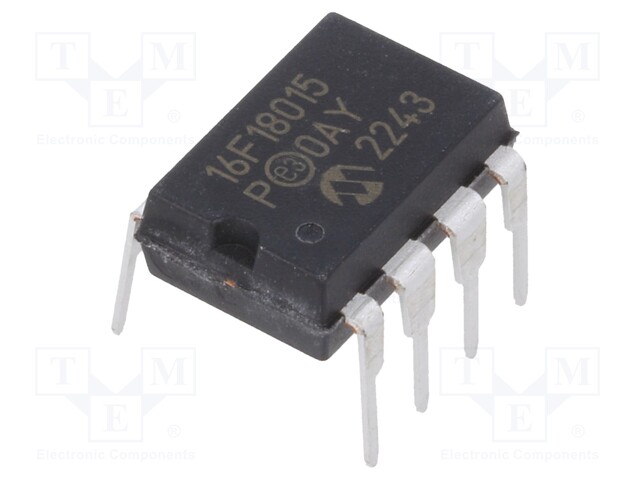 IC: PIC microcontroller; Memory: 14kB; SRAM: 1kB; EEPROM: 128B; THT