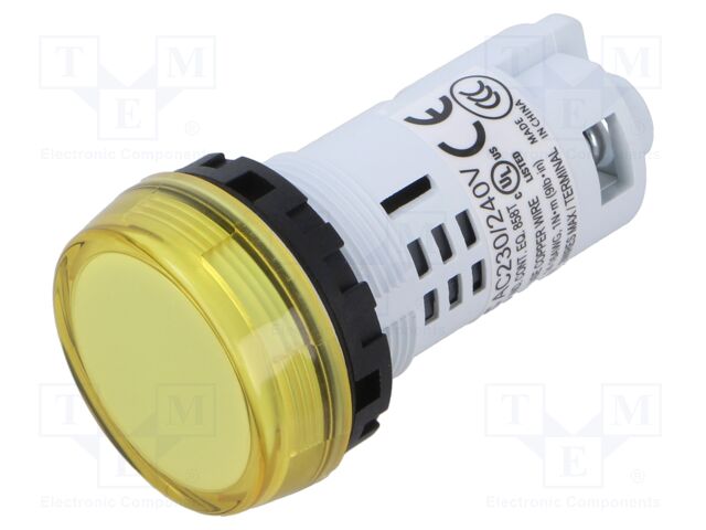 Control lamp; 22mm; YW; -20÷55°C; Illumin: LED; Ø22.5mm; IP65