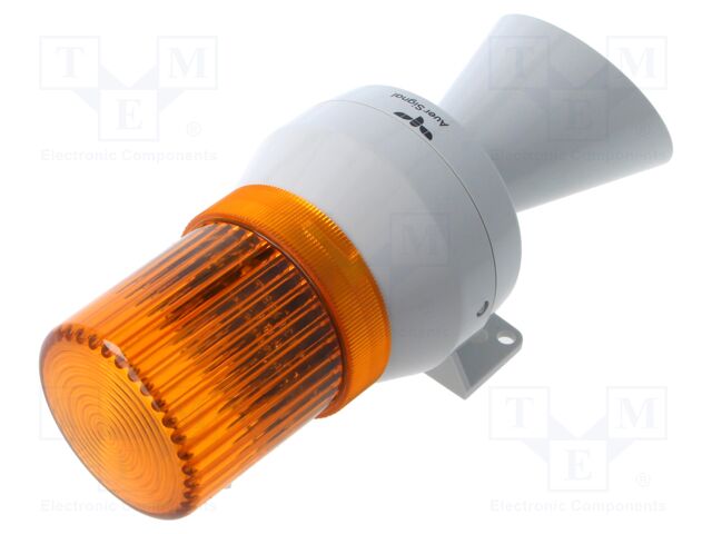Signaller: lighting-sound; 24VDC; horn,flashing light; orange