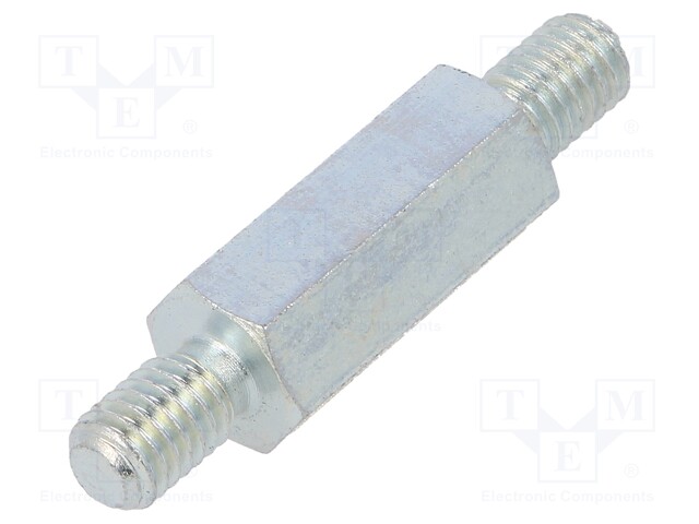 Screwed spacer sleeve; 18mm; Ext.thread: M5; hexagonal; steel