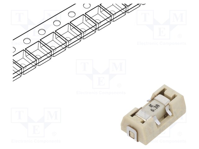 Fuse, Surface Mount, 6.3 A, OMNI-BLOK Series, 125 VAC, 125 VDC, Very Fast Acting, SMD