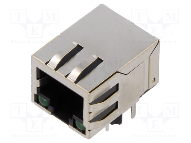 Socket; RJ45; PIN: 8; shielded,with LED; Layout: 8p8c; THT