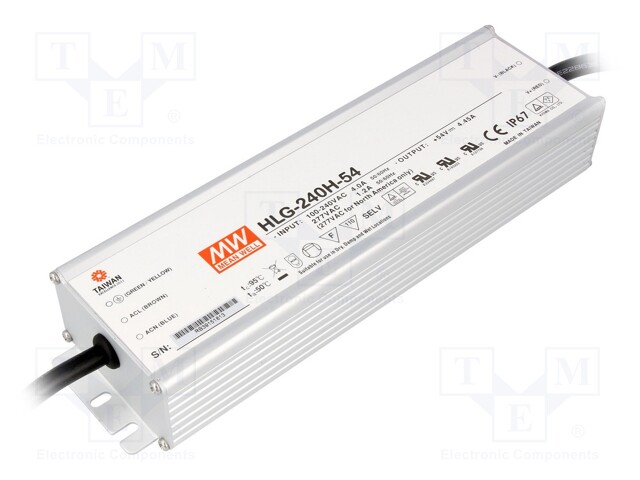 Power supply: switched-mode; LED; 240.3W; 54VDC; 4.45A; 90÷305VAC