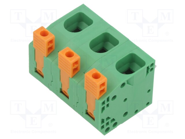 PCB terminal block; 15mm; ways: 3; angled 90°; terminal; on PCBs