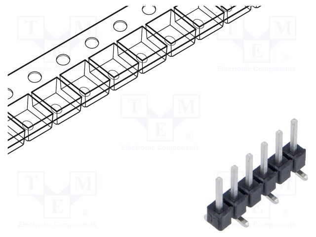 Connector: pin strips; male; PIN: 6; 2.54mm; tinned; SMT; pin header