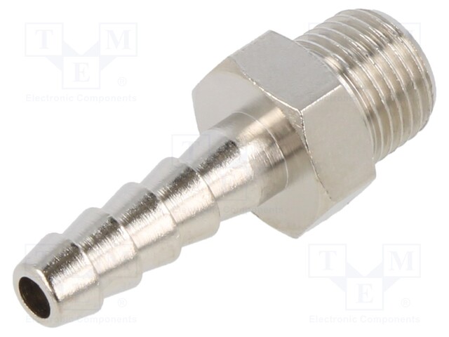 Push-in fitting; connector pipe; nickel plated brass; 6mm