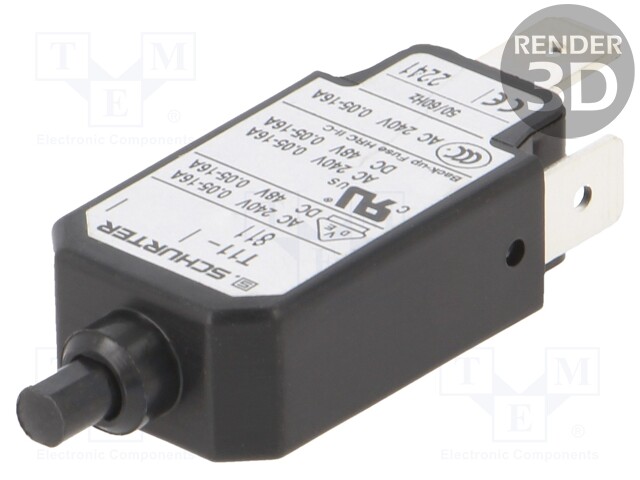Circuit breaker; Urated: 240VAC; 48VDC; 9A; SPST; Poles: 1; DROP-IN