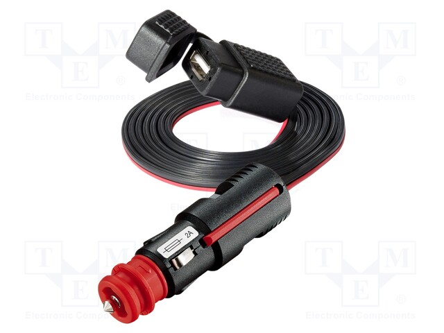 Automotive power supply; USB A socket; 2A; Sup.volt: 12VDC; black