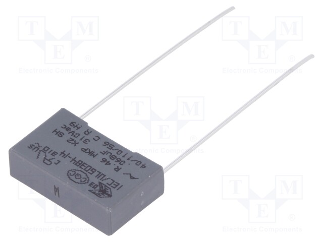 Capacitor: polypropylene; X2; 68nF; 15mm; ±20%; 18x5x11mm; 310VAC