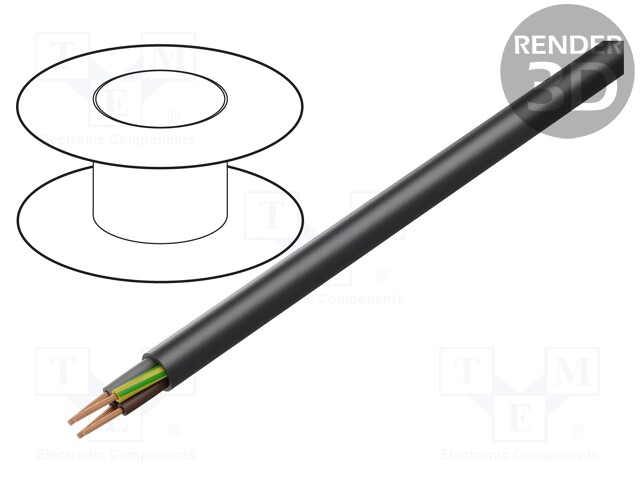 Wire; H07RN-F; 4G95mm2; round; stranded; Cu; rubber; black; Class: 5