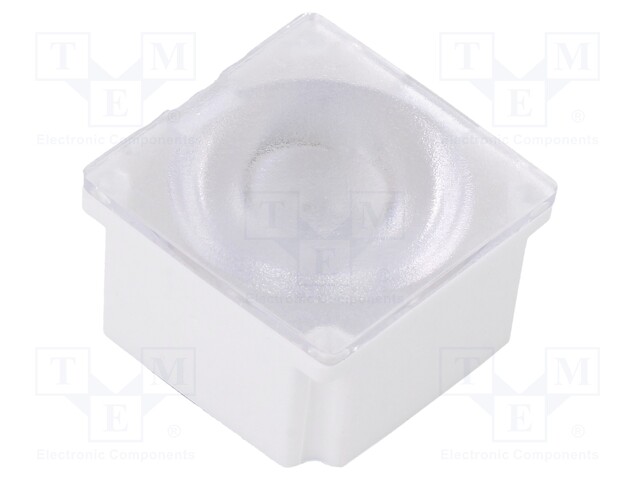 LED lens; square; Mat: polycarbonate; transparent; Colour: white