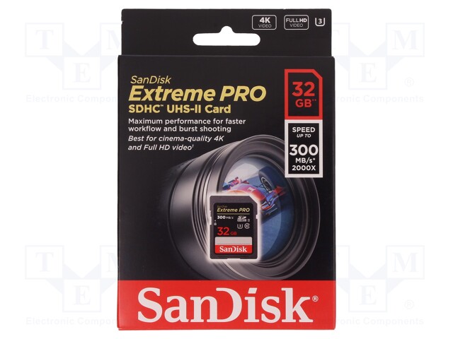 Memory card; Extreme Pro; SD HC; 32GB; Read: 300MB/s