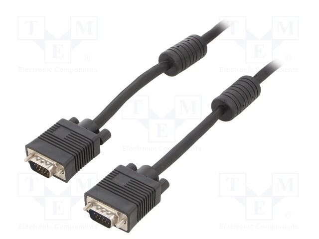 Cable; D-Sub 15pin HD plug,both sides; black; 3m