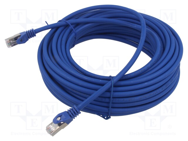 Patch cord; S/FTP; 6a; solid; Cu; LSZH; blue; 15m; 27AWG; Cablexpert