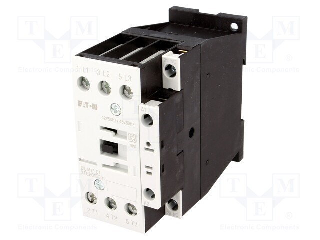 Contactor: 3-pole; Auxiliary contacts: NC; 42VAC; 17A; NO x3; 690V