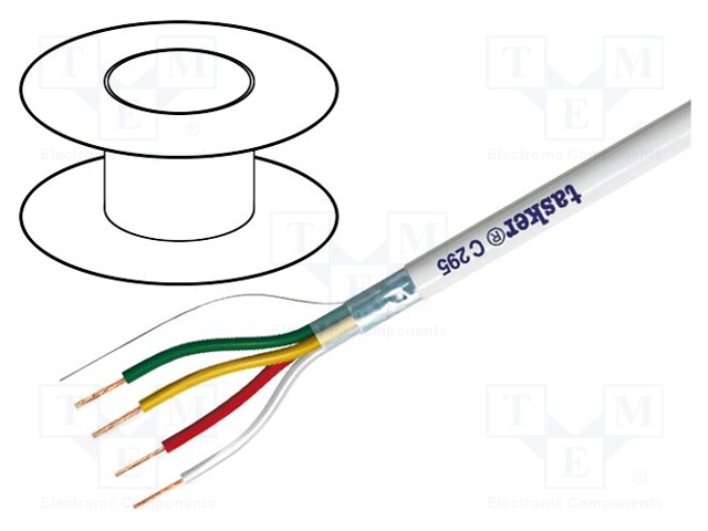 Wire; 4x0,22mm2; Al-PET foil; PVC FirestoP®; white; 150V; 100m