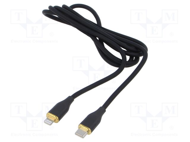 Cable; USB 2.0; Apple Lightning plug,USB C plug; 1.5m; black