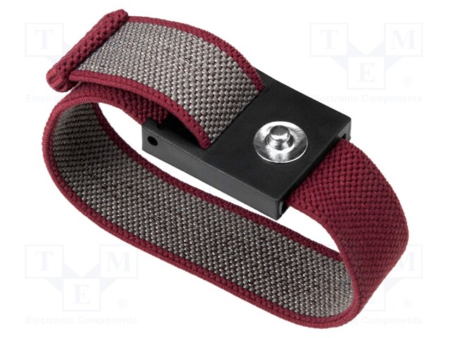 Wristband; ESD; red; 1MΩ; press stud male 3mm