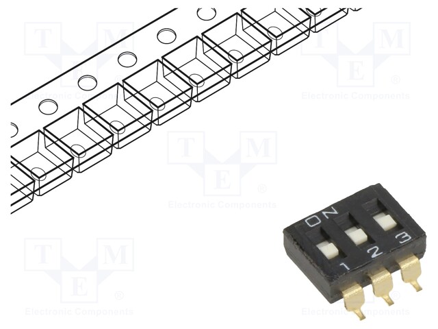 Switch: DIP-SWITCH; Poles number: 3; ON-OFF; 0.025A/24VDC; Pos: 2