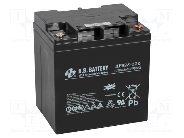 Re-battery: acid-lead; 12V; 28Ah; AGM; maintenance-free; 9.12kg