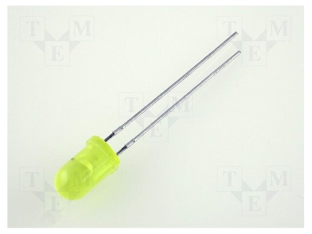 LED; 5mm; yellow; 0.8÷3.2mcd; 60°; Front: convex; Pitch: 2.54mm