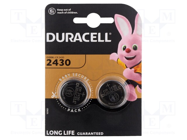 Battery: lithium; 3V; CR2430,coin; non-rechargeable; Ø24x3mm