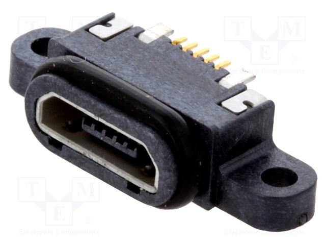 Socket; USB B micro; SMT; PIN: 5; with seal; USB 2.0; IPX7