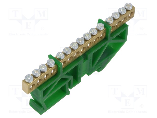 Connector: terminal block; ways: 1; terminals: 15; green