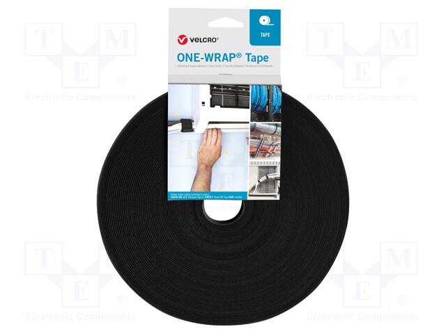 Tape: hook and loop; W: 13mm; L: 25m; black; Package: reel