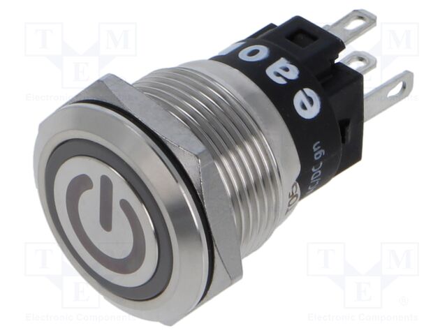 Vandal Resistant Switch, Engraved, Standby, 82 Series, 19 mm, SPDT, Maintained, Round Flush