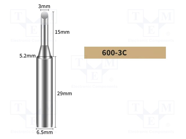 Tip; hoof; 3mm; for soldering station; BK90