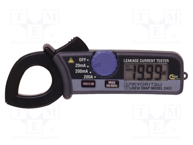 Leakage current clamp meter; LCD; 20mA,200mA,200A; Øcable: 24mm