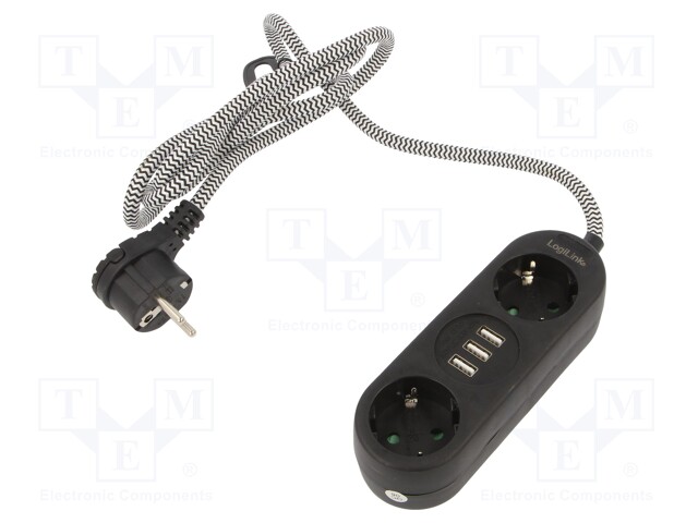 Plug socket strip: protective; Sockets: 5; 250VAC; 16A; 1.5m; IP20