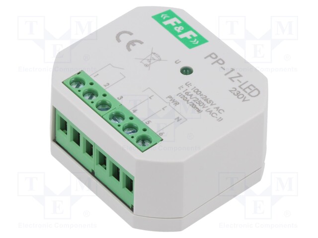 Relay: installation; in mounting box; 100÷265VAC; NO; IP20; 16A