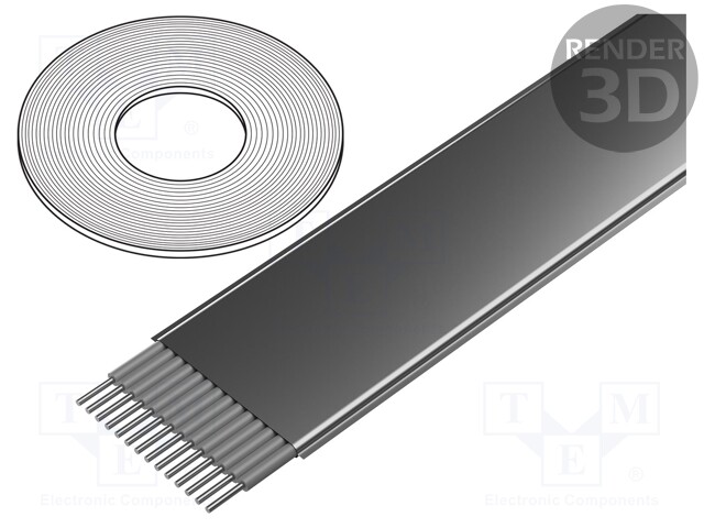 Wire: ribbon; 0.635mm; solid; Cu; 16x30AWG; Al foil; polyolefine