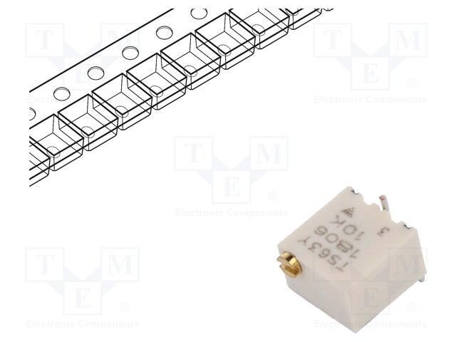 Potentiometer: mounting; horizontal,multiturn; 10kΩ; 250mW; SMD