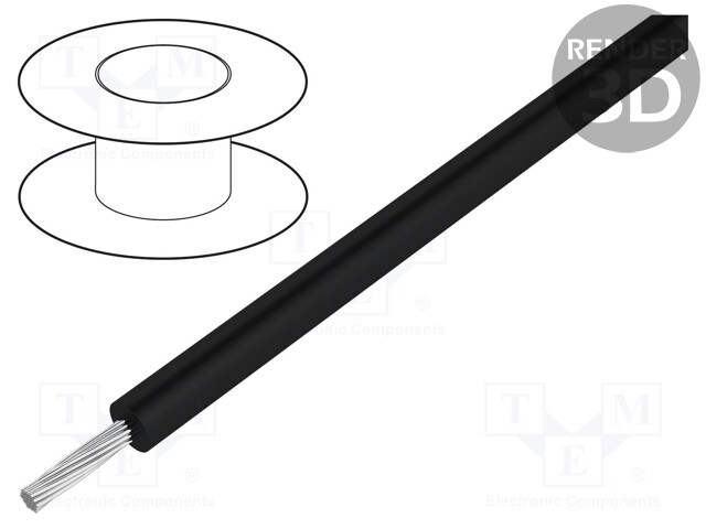 Wire; stranded; Cu; EPDM; black; 1.5kV; -30÷90°C; 305m; 20AWG
