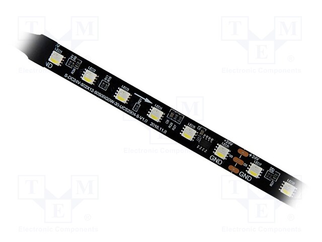 Programmable LED tape; RGBW; 5050; 24V; LED/m: 60; 12mm; black PCB